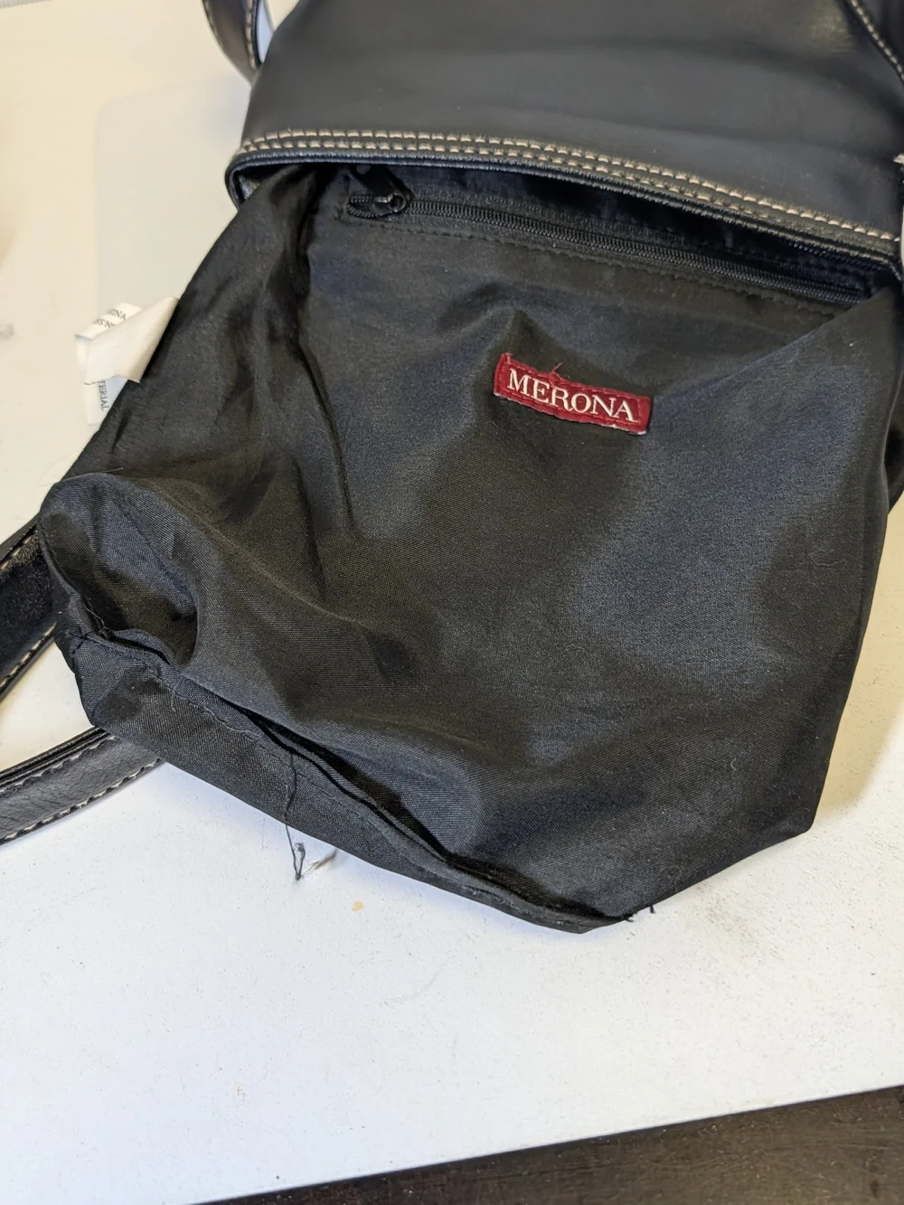 Merona Black Leather-Look Messenger Bag for Men